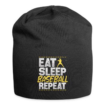 Baseball Eat Sleep Repeat Pitcher Catcher Baseball - Jersey Beanie - black - Front