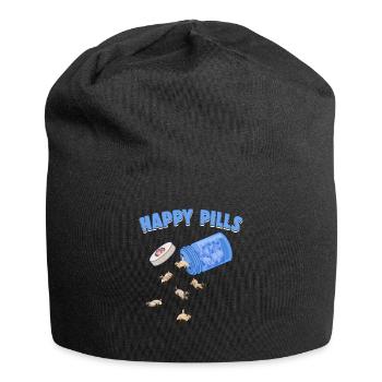 Happy Pills Siamese Cat Funny Kitten Lover Feline - Jersey Beanie - black - Front