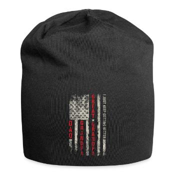 Dad Grandpa Patriotic USA Flag From Grandkids - Jersey Beanie - black - Front