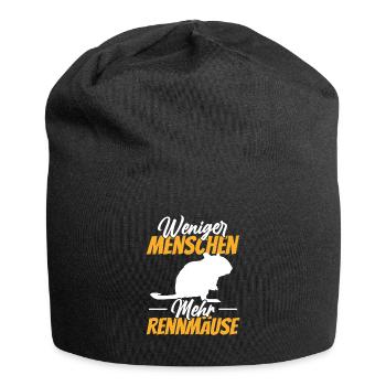 Weniger Menschen mehr Rennmäuse Nagetier Gerbil - Jersey-Beanie - Schwarz - Vorne