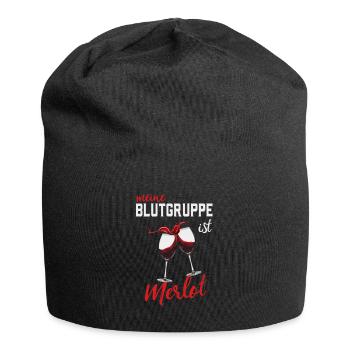 My blood type is Merlot Funny Wine Winemaker - Jersey Beanie - black - Front