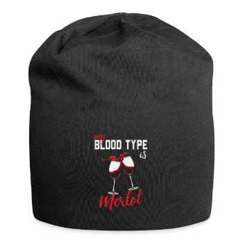 Wine Lover My Blod Type Is Merlot Funny Wine Maker - Jersey Beanie - black - Front