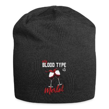 Wine Lover My Blod Type Is Merlot Funny Wine Maker - Jersey-Beanie - Anthrazit - Vorne