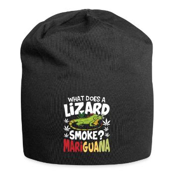 What Does A Lizard Smoke? Mariguana - Jersey-Beanie - Schwarz - Vorne