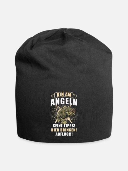 Angeln Tshirt Mann Fischer Rute Fischfang Fishing - Jersey-Beanie - Schwarz