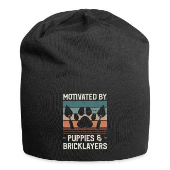 Motivé par les chiots et les maçons maçons - Bonnet en jersey - noir - Devant