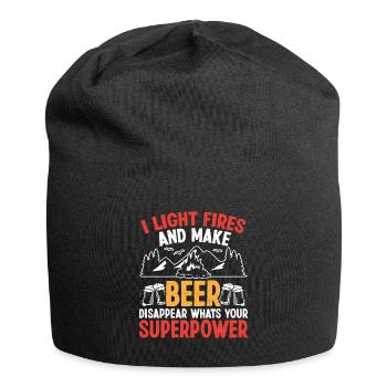 J’allume le Feu et je fais disparaître la Bière - Bonnet en jersey - noir - Devant
