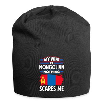 Mongolische Mongolei Mongolische Flagge Zitat - Jersey-Beanie - Schwarz - Vorne