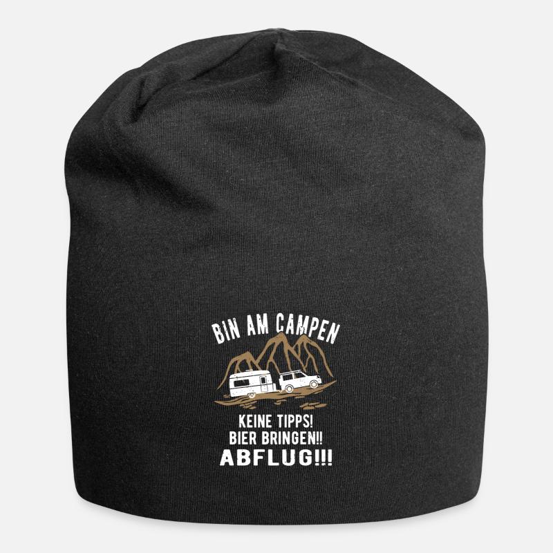 Wohnwagen Camping lustig - Jersey-Beanie - Schwarz