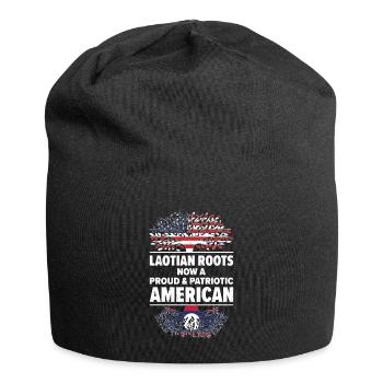 Geboren als Laotin Laos Amerikanerin USA - Jersey-Beanie - Schwarz - Vorne