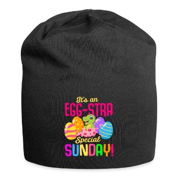 Easter T-rex Dinosaur Rabbit Easter Holiday - Jersey Beanie - black - Front