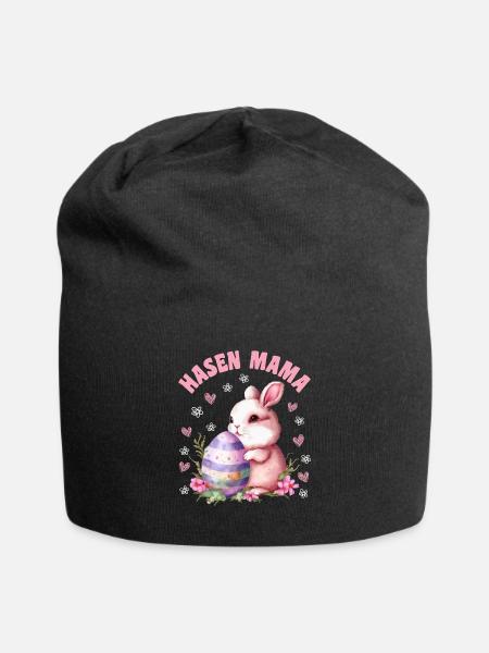 Hasen Mama Hase Osterhasen Osterfreunde Ostern - Jersey-Beanie - Schwarz