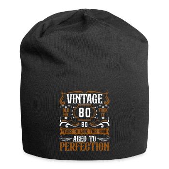 80e anniversaire Vintage Rétro - Bonnet en jersey - noir - Devant
