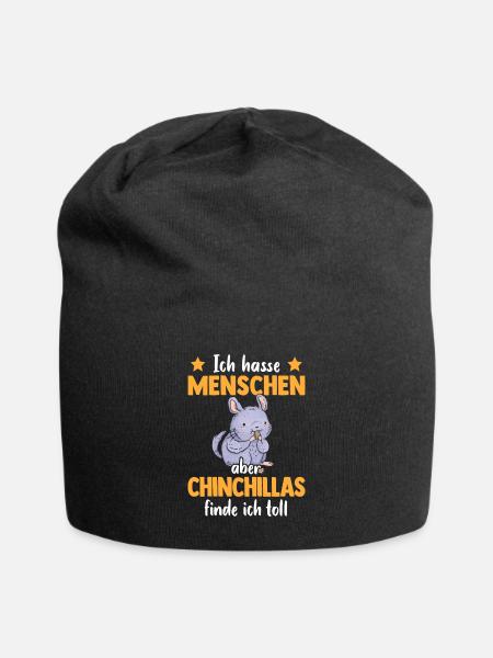 Chinchilla finde ich toll Nagetier Wollmaus - Jersey-Beanie - Schwarz