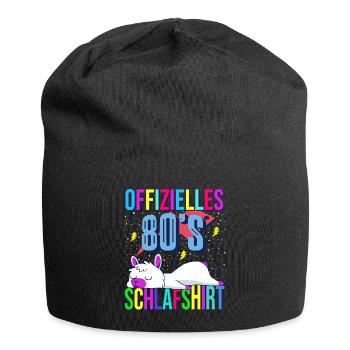 80s Schlafshirt Süßes Lama Langschläfer - Jersey-Beanie - Schwarz - Vorne