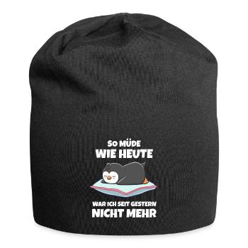 Positiv getestet für Müder Pinguin - Jersey-Beanie - Schwarz - Vorne