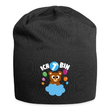 Teddybär Geburtstagshirt 7 Jahre Mädchen Geschenk - Jersey-Beanie - Schwarz - Vorne