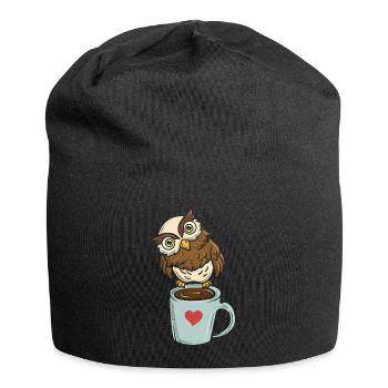 Koffeinierter Nachtvogel Koffein - Jersey-Beanie - Schwarz - Vorne