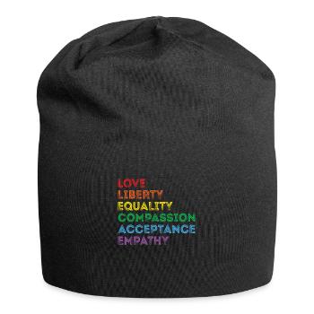 Stolz LGBTQ. Aussage - Jersey-Beanie - Schwarz - Vorne