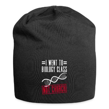Ich war im Biologieunterricht, nicht in der Kirche - Jersey-Beanie - Schwarz - Vorne