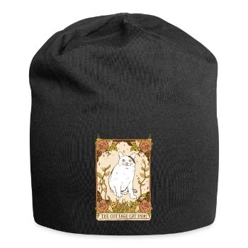Blumige Cottagecore-Ästhetik Kawaii-Katze - Jersey-Beanie - Schwarz - Vorne
