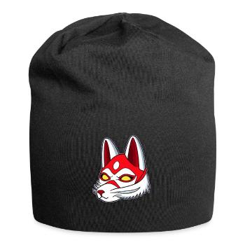 Kitsun Vaporwave Japanese Kami Vaporwave Kitsune - Jersey Beanie - black - Front