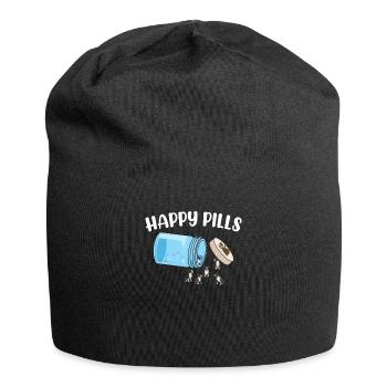 Happy Pills Boston Terrier Funny Dog Lover Humor - Jersey Beanie - black - Front