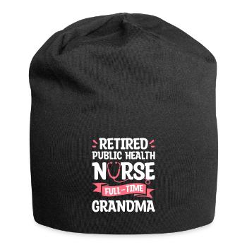 Pensionierte Krankenschwester im öffentlichen Gesundheitswesen Vollzeit-Oma - Jersey-Beanie - Schwarz - Vorne