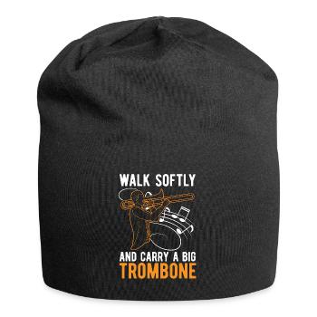 Trombone Walk Softly And Carry Musical Instrument - Jersey-Beanie - Schwarz - Vorne