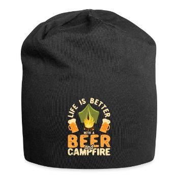 La vie est meilleure avec une bière et un feu de camp - Bonnet en jersey - noir - Devant