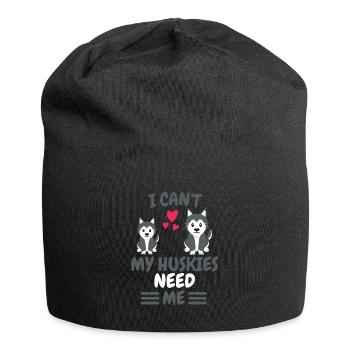 Ich kann nicht Hunde Tier Lustiges Geschenk Husky - Jersey-Beanie - Schwarz - Vorne