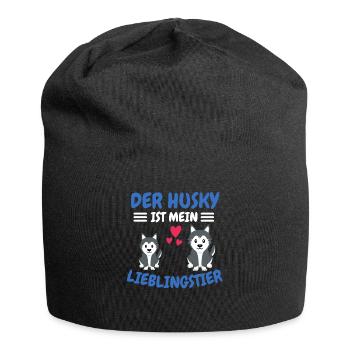 Hunde Lieblingstier Hundeliebhaber Geschenk Husky - Jersey-Beanie - Schwarz - Vorne