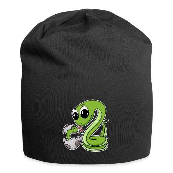 Schlange Familie - Schlange mit Baby - Schlangen - Jersey-Beanie - Schwarz - Vorne