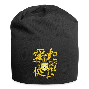 Kitsun Vaporwave Japanische Kami Vaporwave Kitsune - Jersey-Beanie - Schwarz - Vorne