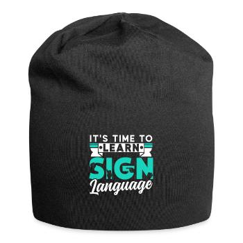 It's time to learn sign language Sign language - Jersey Beanie - black - Front