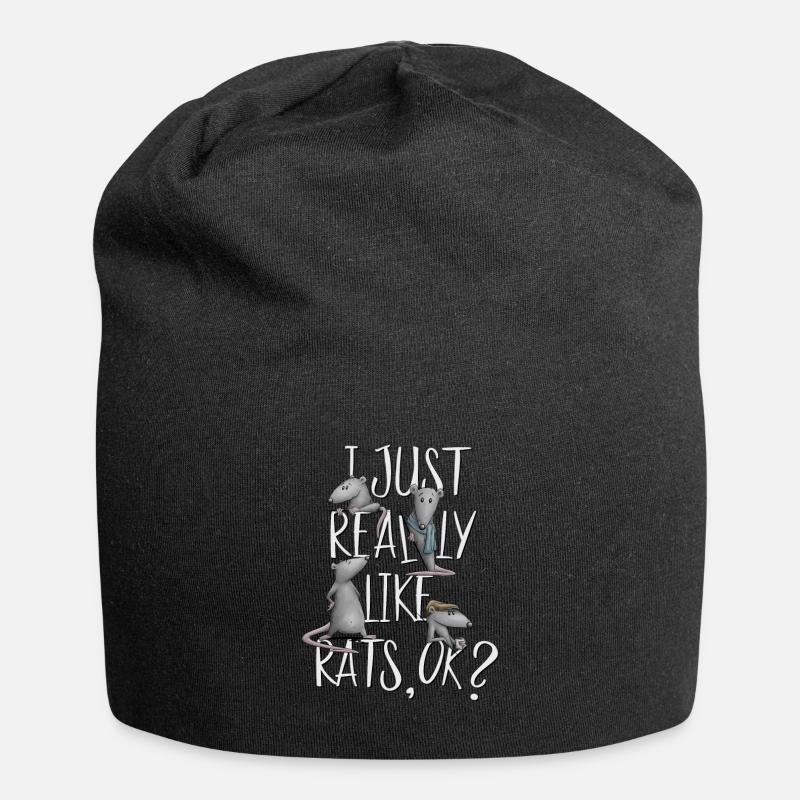 I Just Really Like Rats Ok? Ich mag einfach Ratten - Jersey-Beanie - Schwarz
