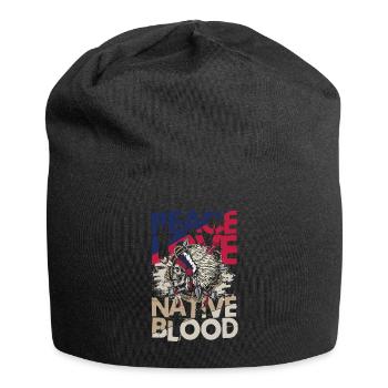Peace Love Native Blood für Ureinwohner Amerikas - Jersey-Beanie - Schwarz - Vorne