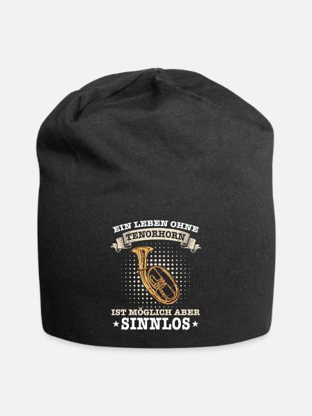 Tenorhorn Tenorhornist Horn Instrument - Jersey-Beanie - Schwarz
