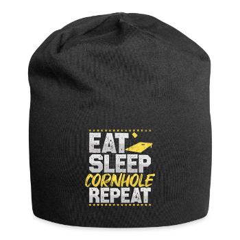 Cornhole Eat Sleep Repeat Baggo Hobby Cornhole - Jersey Beanie - black - Front