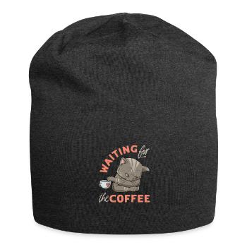 Kaffee-Katzen-Design für eine kaffeesüchtige - Jersey-Beanie - Anthrazit - Vorne