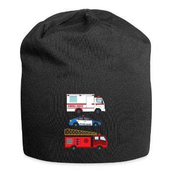 Krankenwagen der Polizei Feuerwehrauto _ - Jersey-Beanie - Schwarz - Vorne