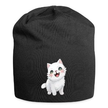 Chaton mignon avec œil de chat pour les amoureux des chats - Bonnet en jersey - noir - Devant