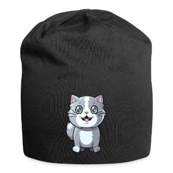 Chaton mignon avec œil de chat pour les propriétaires de chats - Bonnet en jersey - noir - Devant