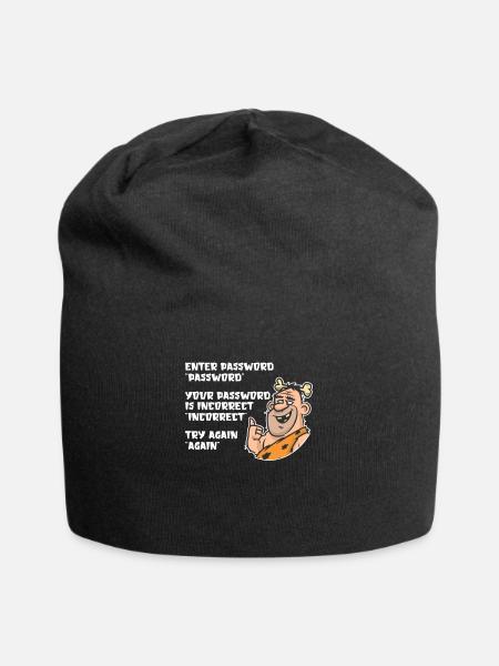 Funny Caveman Passwort Entry UX UI - Jersey-Beanie - Schwarz