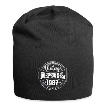 April 1987. Geburtstagsgeschenk April 1987 April - Jersey-Beanie - Schwarz - Vorne