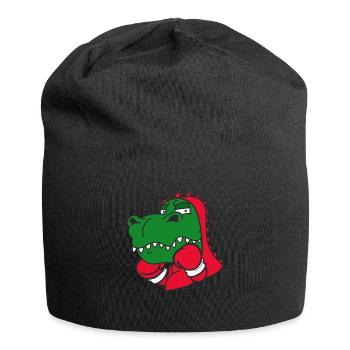 Dinosaure Boxeur Athlète Martial Athlète Sparring Sport - Bonnet en jersey - noir - Devant