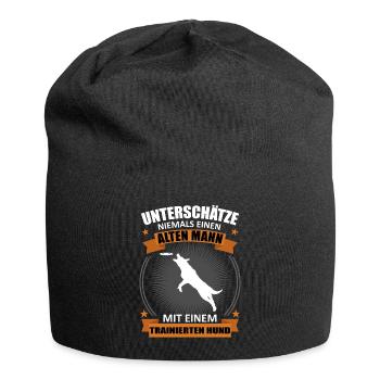 Hundetraining Alter Mann Mit Hund Spruch Geschenk - Jersey-Beanie - Schwarz - Vorne