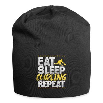 Curling Eat Sleep Repeat Eis Sport Hobby Curling - Jersey-Beanie - Schwarz - Vorne