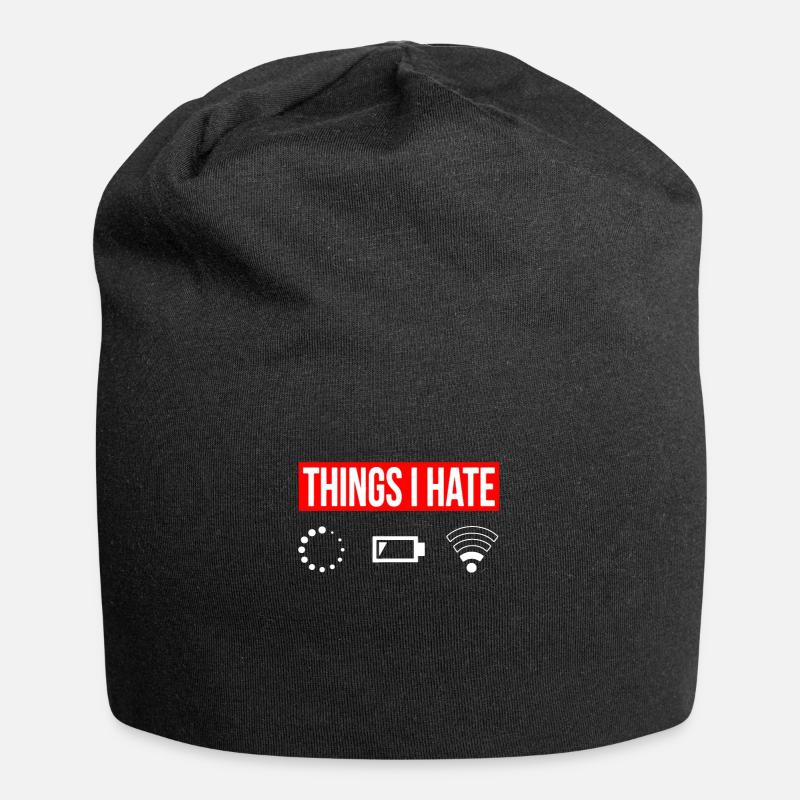 Things I Hate - Ich Hasse - Wlan Akku Loading Netz - Jersey-Beanie - Schwarz