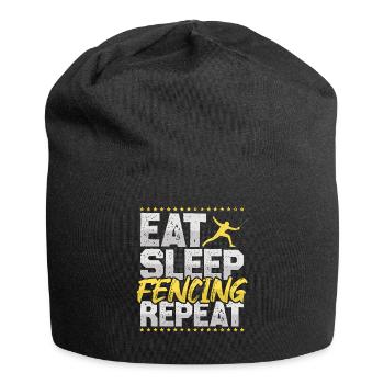 Fechten Eat Sleep Repeat Schwertkampf Schwerter - Jersey-Beanie - Schwarz - Vorne